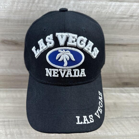 Chelona Mens Strapback Snapback Hat Black Embroidered Las Vegas Logo Baseball - Picture 1 of 9